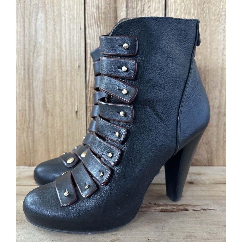Cynthia Vincent Steampunk Heeled Shoes Sz 7.5 Grunge Hipster Victorian Black